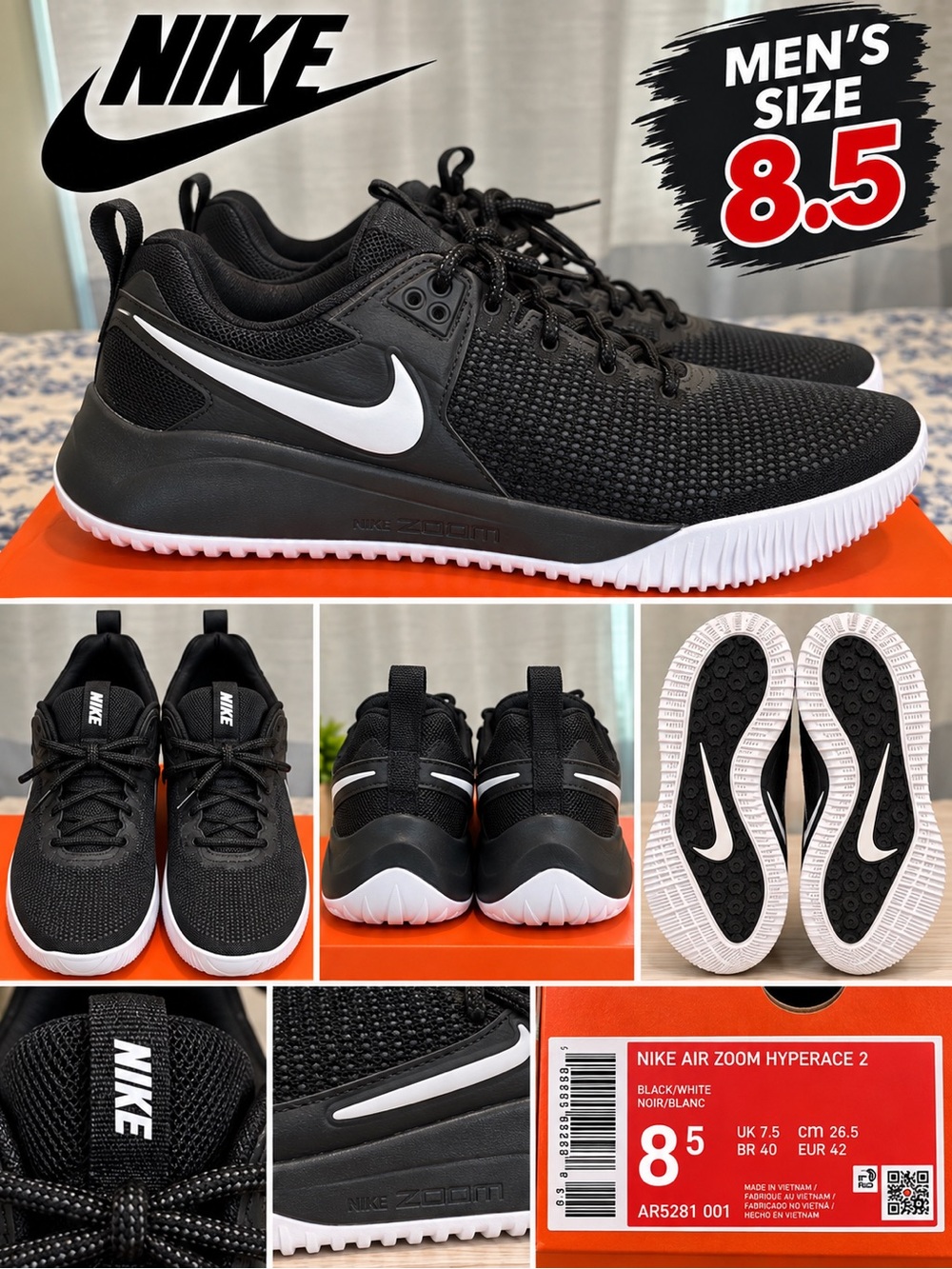 Nike Air Zoom Hyperace 2 Black and White Men's Athletic Trainers